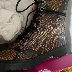 SO Snake skin print Combat Boots